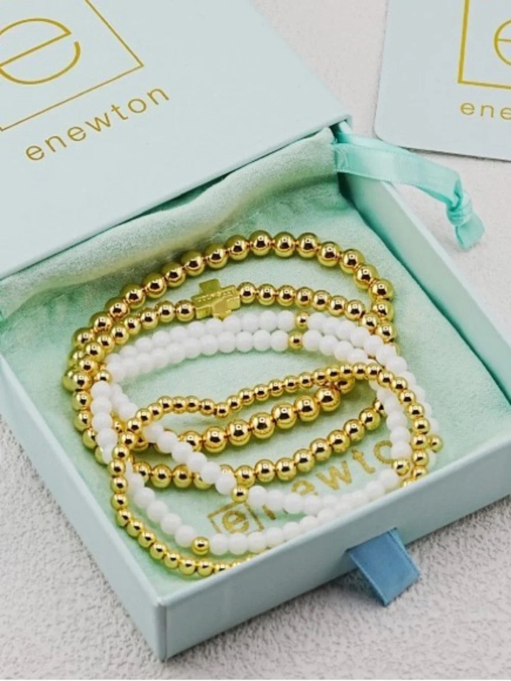 Enewton 5 Piece Gold Beaded & Pearl Bracelet Set